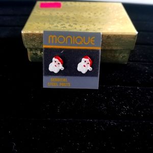 Santa face vintage earrings
